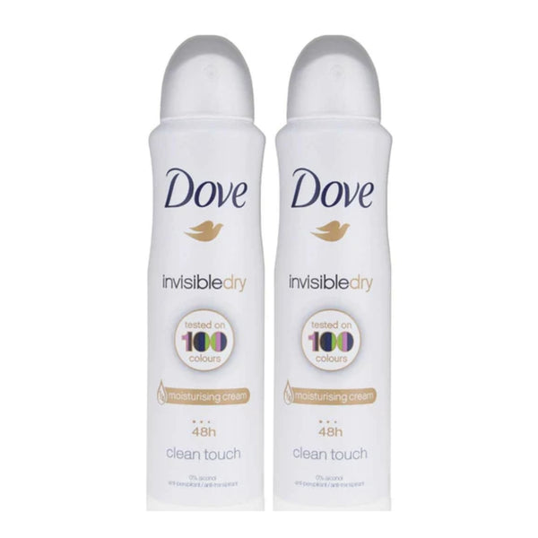 Dove Invisible Dry Clean Touch Deodorant Body Spray, 150 ml (Pack of 2)