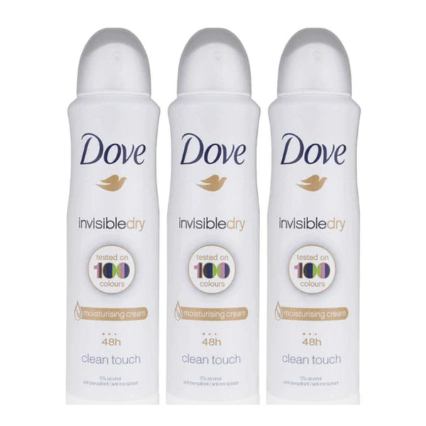 Dove Invisible Dry Clean Touch Deodorant Body Spray, 150 ml (Pack of 3)