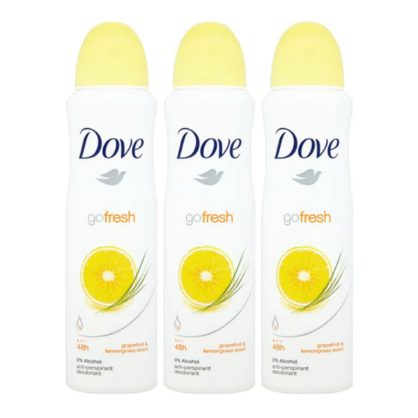 Dove Go Fresh Grapefruit & Lemongrass Scent Deodorant Spray, 150 ml (Pack of 3)