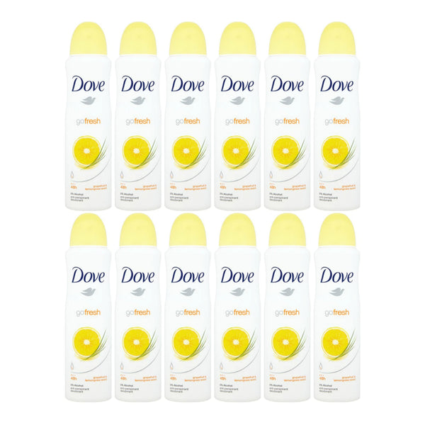 Dove Go Fresh Grapefruit & Lemongrass Scent Deodorant Spray, 150 ml (Pack of 12)