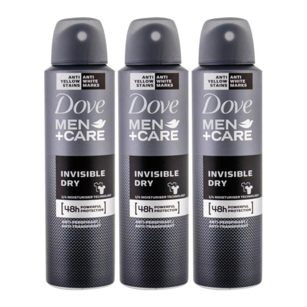 Dove Men+Care Invisible Dry Deodorant Body Spray, 150ml (Pack of 3)