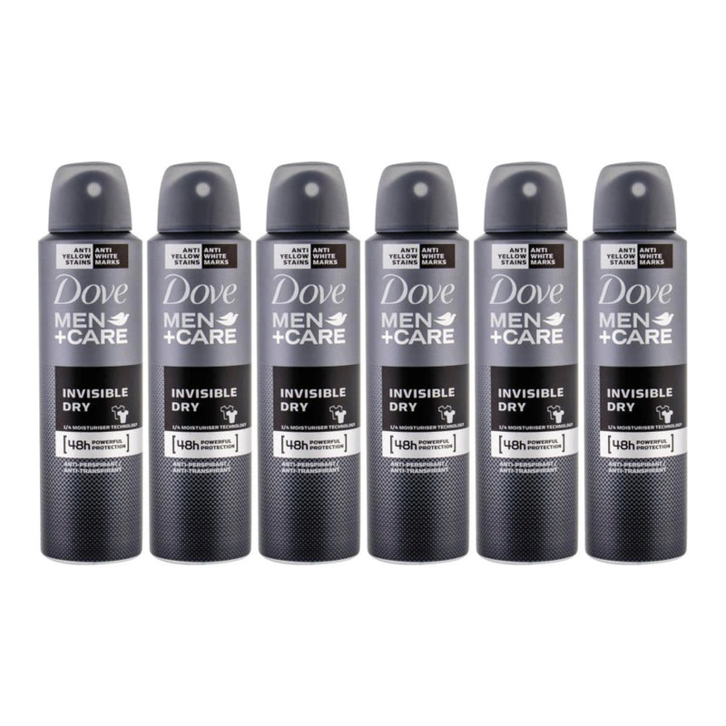 Dove Men+Care Invisible Dry Deodorant Body Spray, 150ml (Pack of 6)