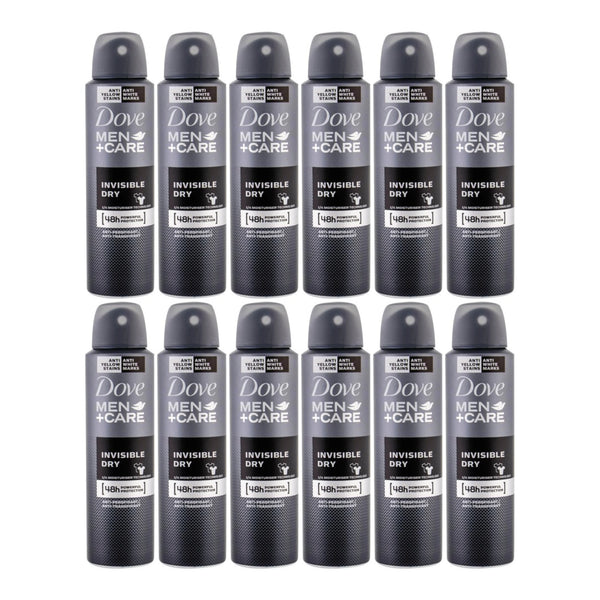 Dove Men+Care Invisible Dry Deodorant Body Spray, 150ml (Pack of 12)