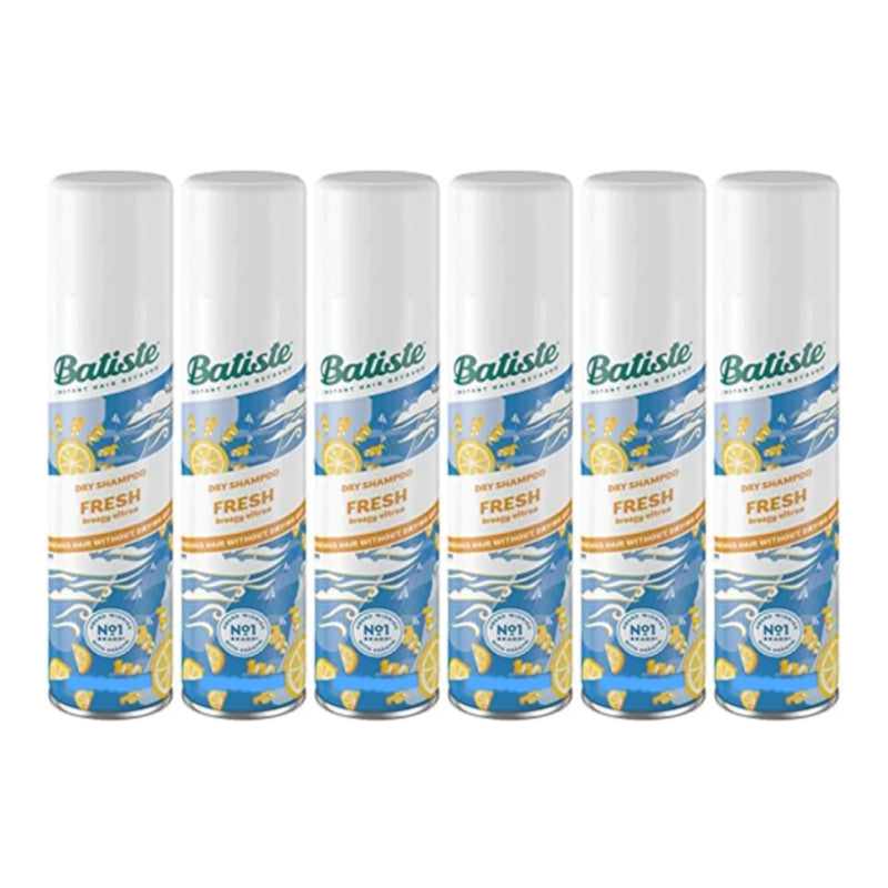 Batiste Fresh Dry Shampoo - Breezy Citrus Scent, 200ml (Pack of 6)