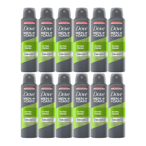 Dove Men+Care Extra Fresh Deodorant Body Spray, 150ml (Pack of 12)