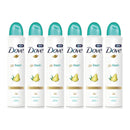 Dove Go Fresh Pear & Aloe Vera Deodorant Body Spray, 150ml (Pack of 6)