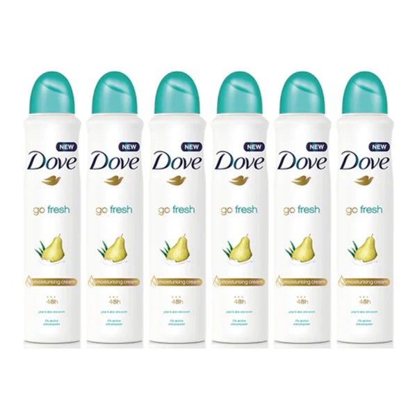 Dove Go Fresh Pear & Aloe Vera Deodorant Body Spray, 150ml (Pack of 6)