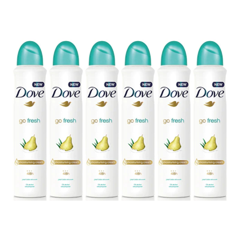 Dove Go Fresh Pear & Aloe Vera Deodorant Body Spray, 150ml (Pack of 6)