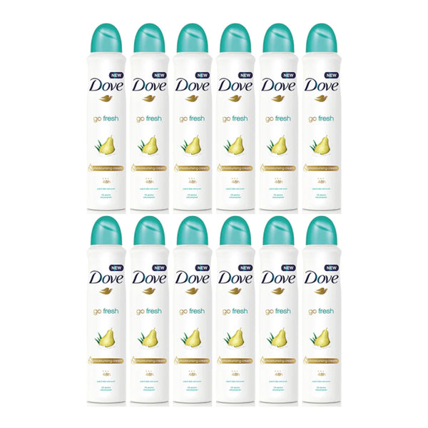 Dove Go Fresh Pear & Aloe Vera Deodorant Body Spray, 150ml (Pack of 12)