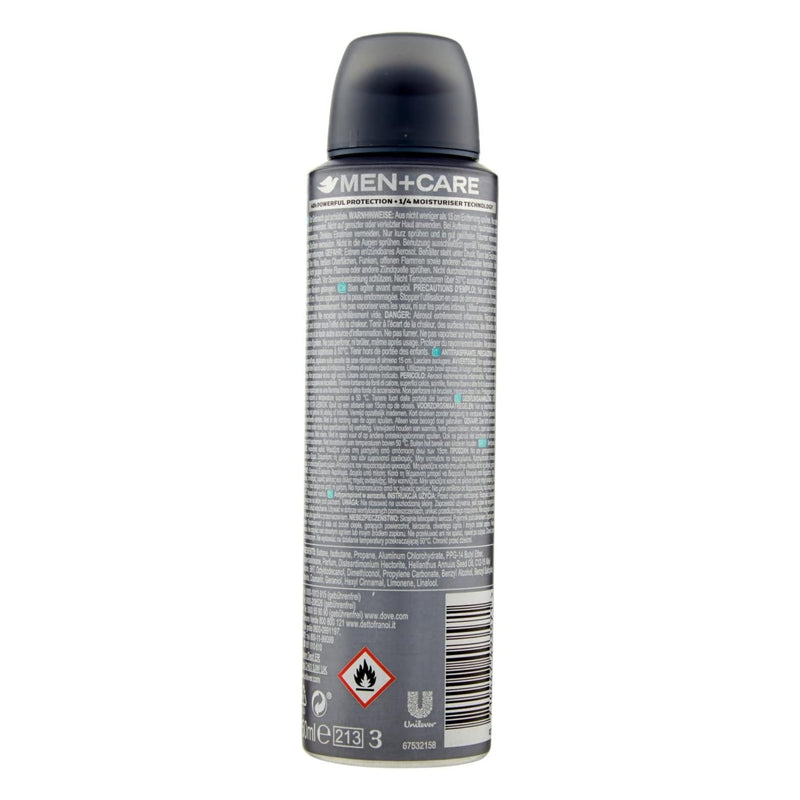 Dove Men+Care Talc Feel 48 Hour Deodorant Body Spray, 150ml (Pack of 6)