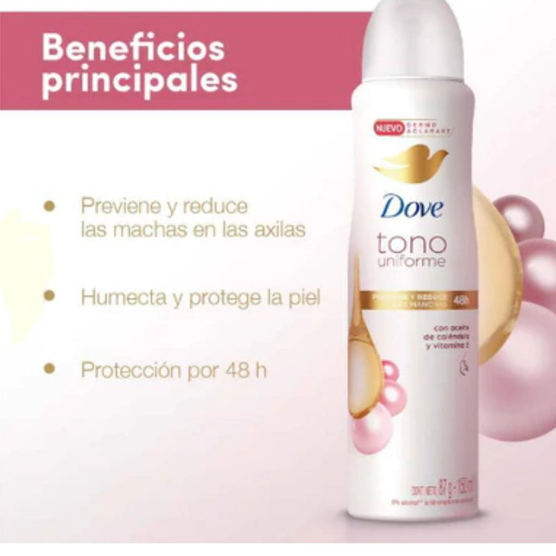 Dove Uniform Tone w/ Calendula Oil & Vitamin E Body Spray, 150 ml (Pack of 2)
