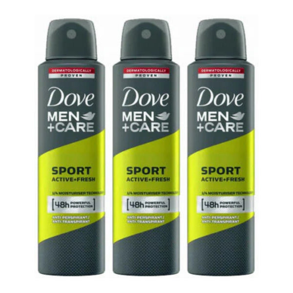 Dove Men+Care 48h Sport Active + Fresh Anti-Perspirant Spray, 150ml (Pack of 3)