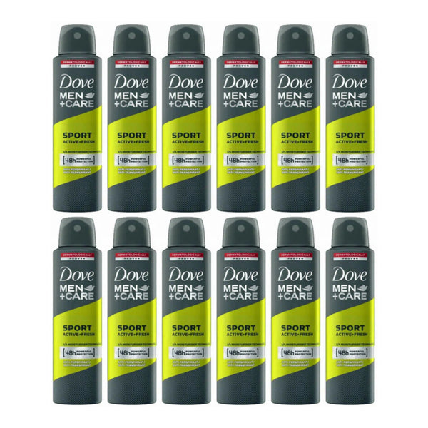 Dove Men+Care 48h Sport Active + Fresh Anti-Perspirant Spray, 150ml (Pack of 12)