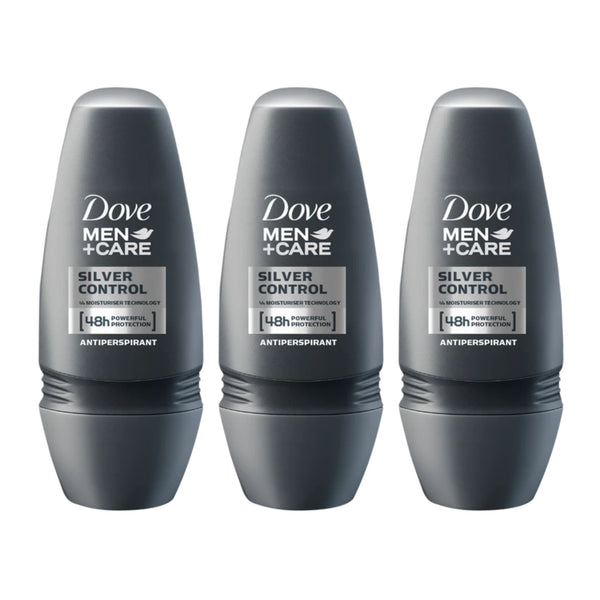 6 X Dove Men+Care Silver Control Deoroller – Langanhaltender Schutz Gegen Schweißgeruch, 50 Ml