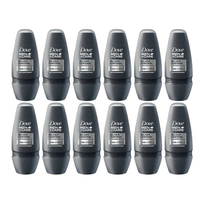 Dove Men+Care Silver Control Antiperspirant Roll On Deodorant, 50ml (Pack of 12)