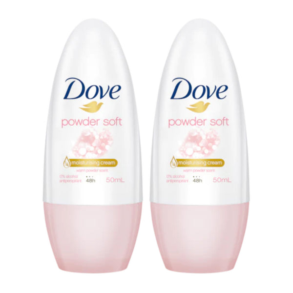 Dove Powder Soft Powder Scent 48H Roll On Deodorant, 50ml (Pack of 2)