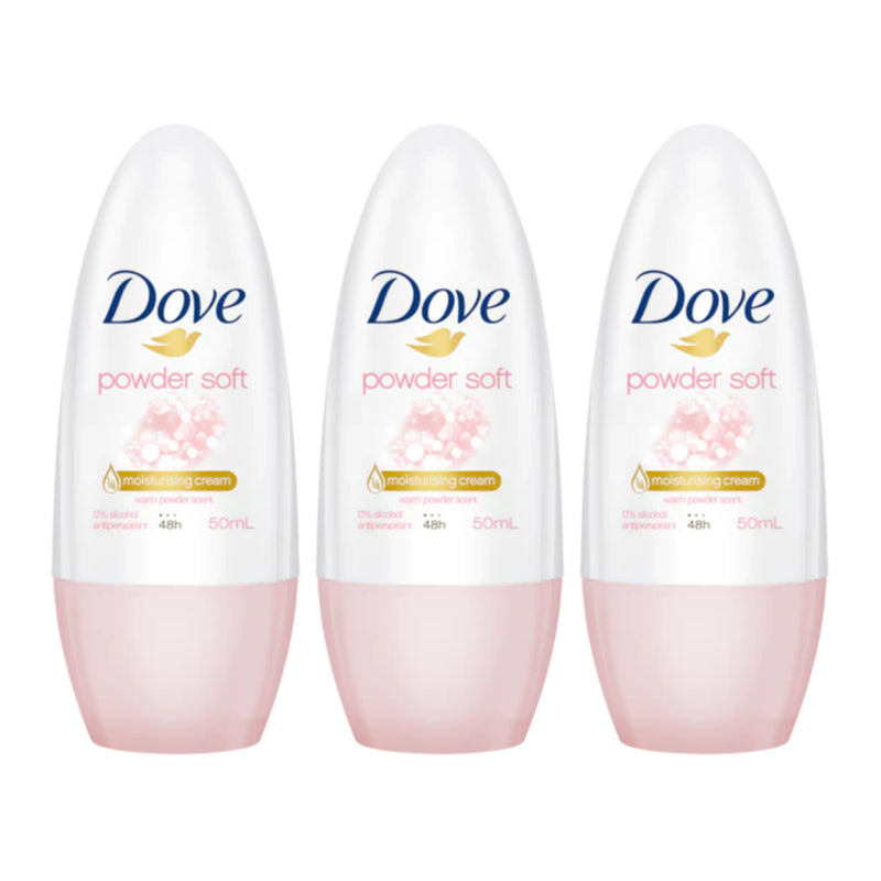 Dove Powder Soft Powder Scent 48H Roll On Deodorant, 50ml (Pack of 3)