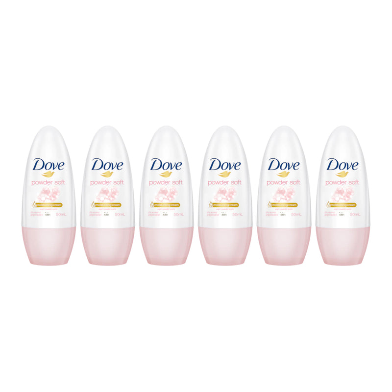 Dove Powder Soft Powder Scent 48H Roll On Deodorant, 50ml (Pack of 6)