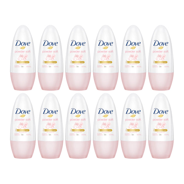 Dove Powder Soft Powder Scent 48H Roll On Deodorant, 50ml (Pack of 12)