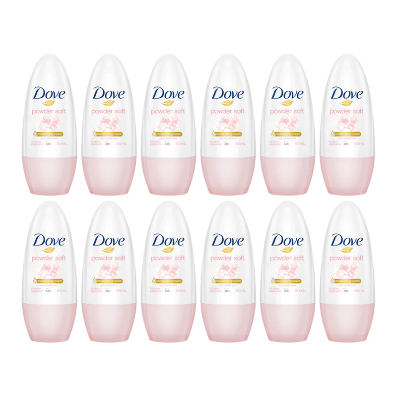 Dove Powder Soft Powder Scent 48H Roll On Deodorant, 50ml (Pack of 12)