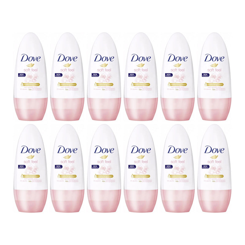 Dove Soft Feel Antiperspirant Roll On Deodorant, 50ml (Pack of 12)
