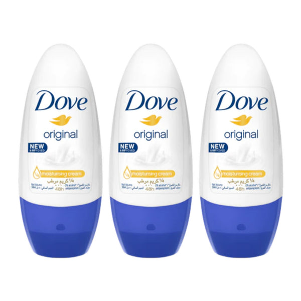 Dove Original Antiperspirant Roll On Deodorant, 50ml (Pack of 3)