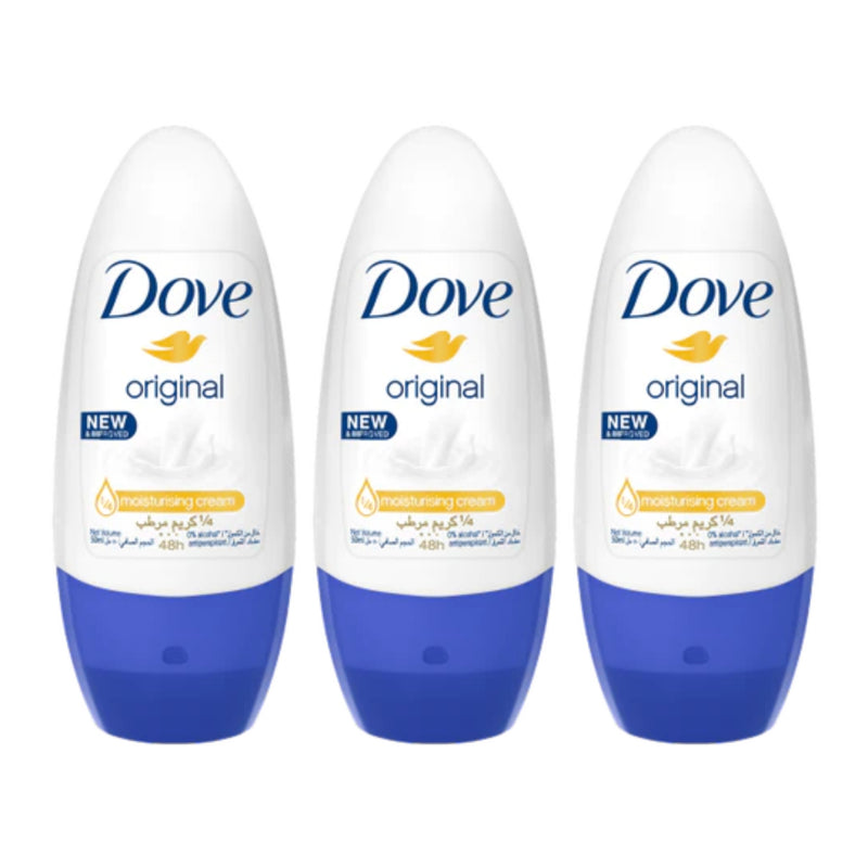 Dove Original Antiperspirant Roll On Deodorant, 50ml (Pack of 3)