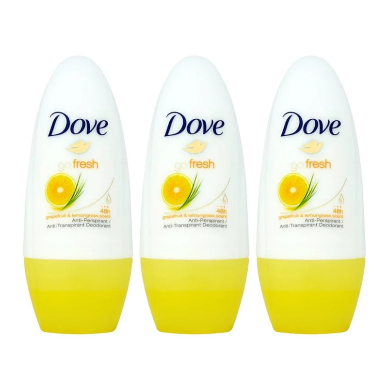 Dove Go Fresh Grapefruit & Lemongrass Antiperspirant Roll On, 50ml (Pack of 3)