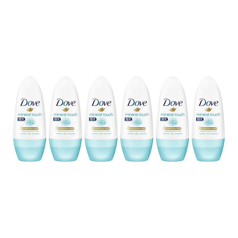 Dove Mineral Touch Antiperspirant Roll On Deodorant, 50ml (Pack of 6)