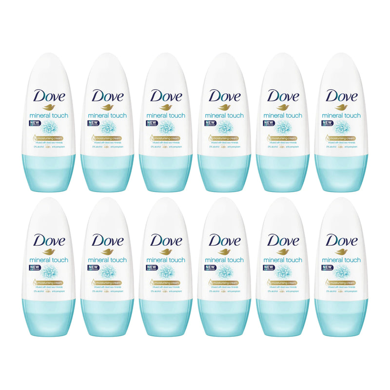 Dove Mineral Touch Antiperspirant Roll On Deodorant, 50ml (Pack of 12)
