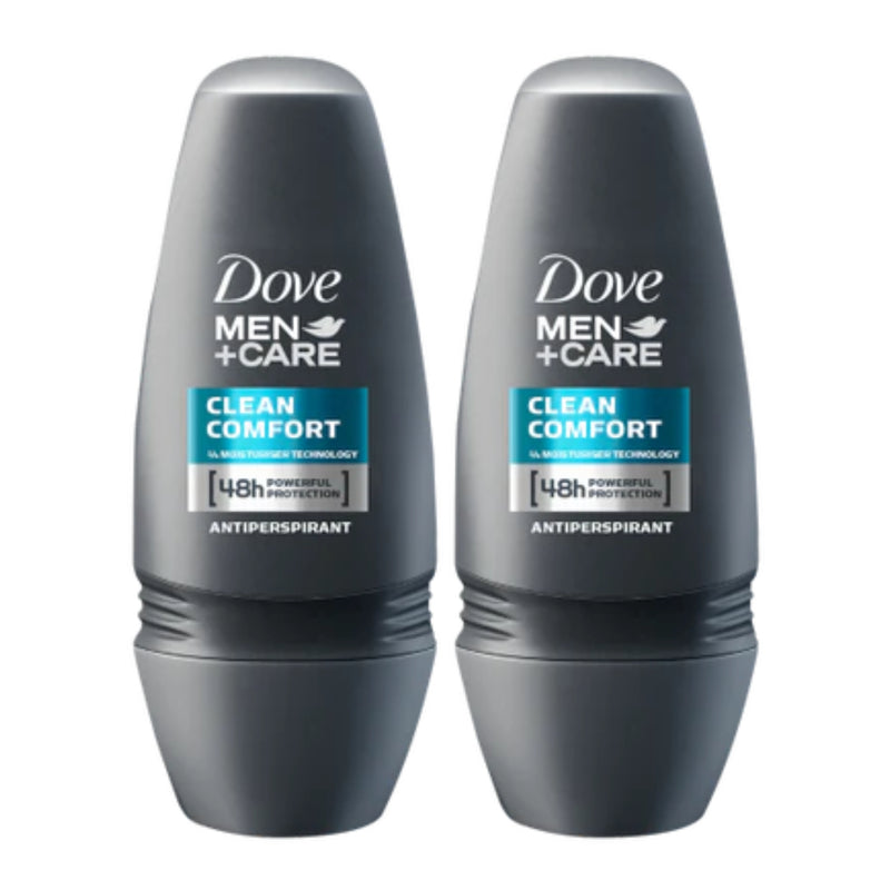 Dove Men+Care Clean Comfort Antiperspirant Roll On Deodorant, 50ml (Pack of 2)