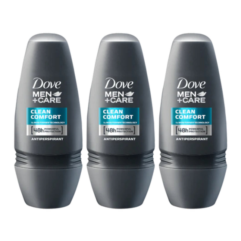 Dove Men+Care Clean Comfort Antiperspirant Roll On Deodorant, 50ml (Pack of 3)