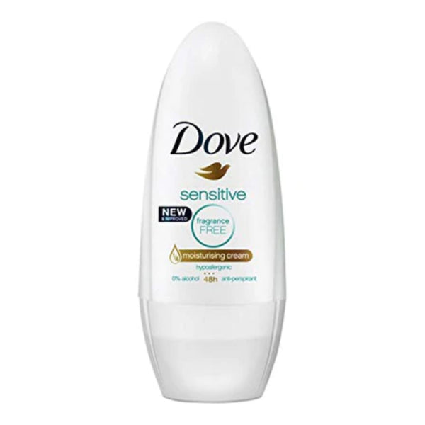 Dove Sensitive Antiperspirant Roll On Deodorant, 50ml