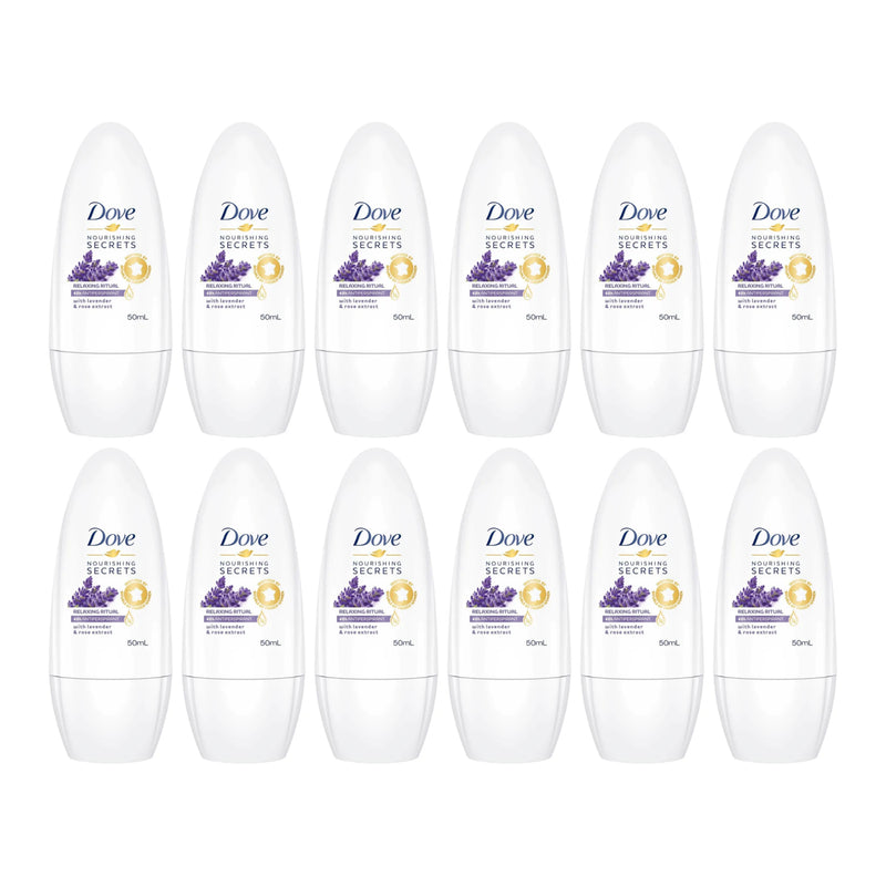 Dove Relaxing Ritual Lavender & Rose Extract Roll On Deodorant 50ml (Pack of 12)