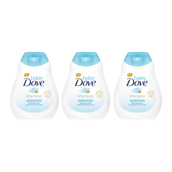 Baby Dove Rich Moisture Shampoo 100% Skin Natural Nutrients, 200ml (Pack of 3)