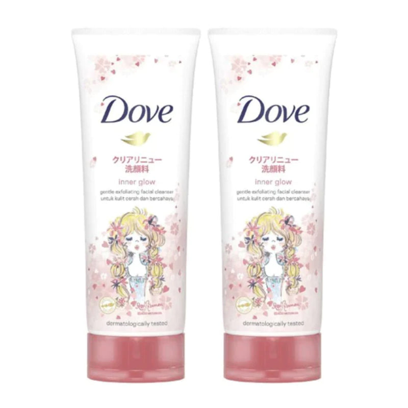Dove Inner Glow Gentle Exfoliating Facial Cleanser w/ Sakura, 100g (Pack of 2)