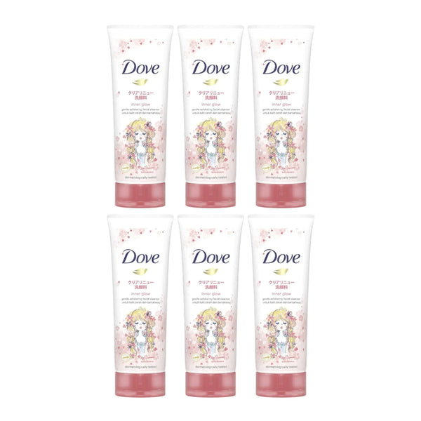 Dove Inner Glow Gentle Exfoliating Facial Cleanser w/ Sakura, 100g (Pack of 6)