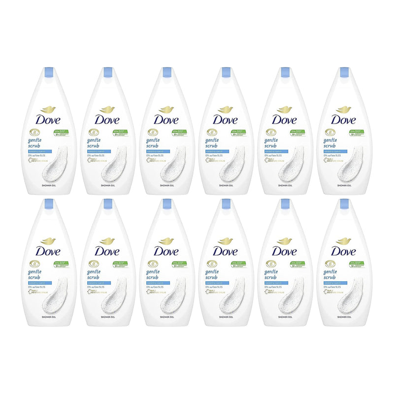 Dove Gentle Scrub with Exfoliating Minerals Shower Gel, 500ml (Pack of 12)