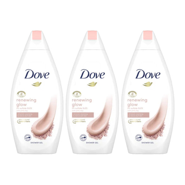 Dove Renewing Glow with Pink Clay Shower Gel, 16.9oz (Pack of 3)