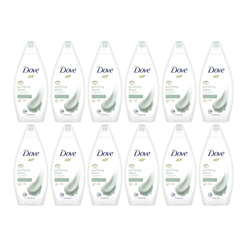 Dove Purifying Detox with Green Clay Shower Gel, 16.9oz (Pack of 12)