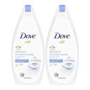 Dove Sensitive Micellar Water Shower Gel, 16.9oz (Pack of 2)