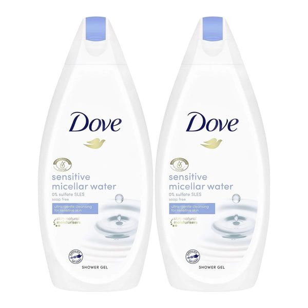 Dove Sensitive Micellar Water Shower Gel, 16.9oz (Pack of 2)
