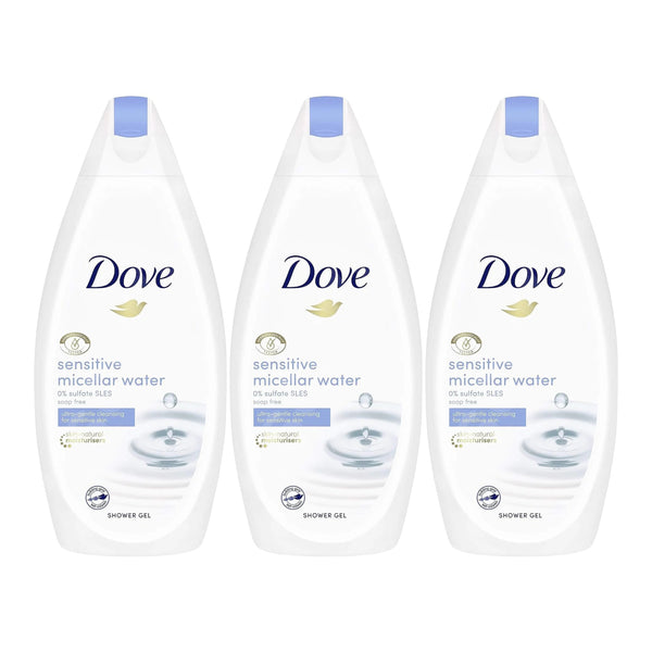 Dove Sensitive Micellar Water Shower Gel, 16.9oz (Pack of 3)