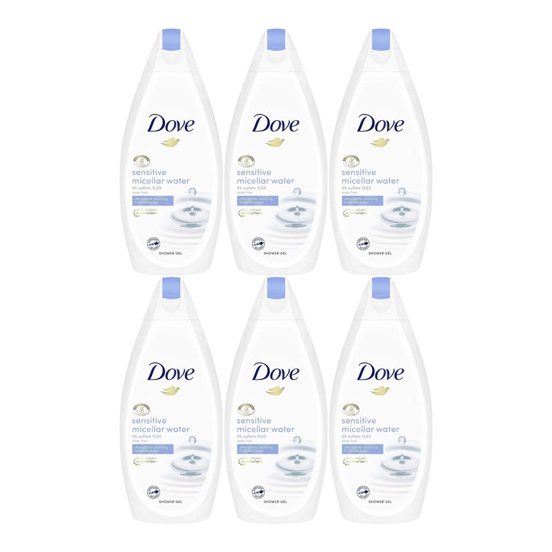Dove Sensitive Micellar Water Shower Gel, 16.9oz (Pack of 6)