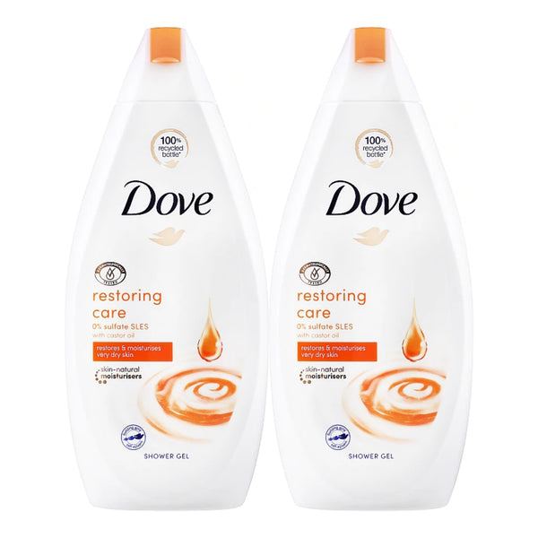 Dove Restoring Care Caster Oil Shower Gel, 16.9oz (Pack of 2)