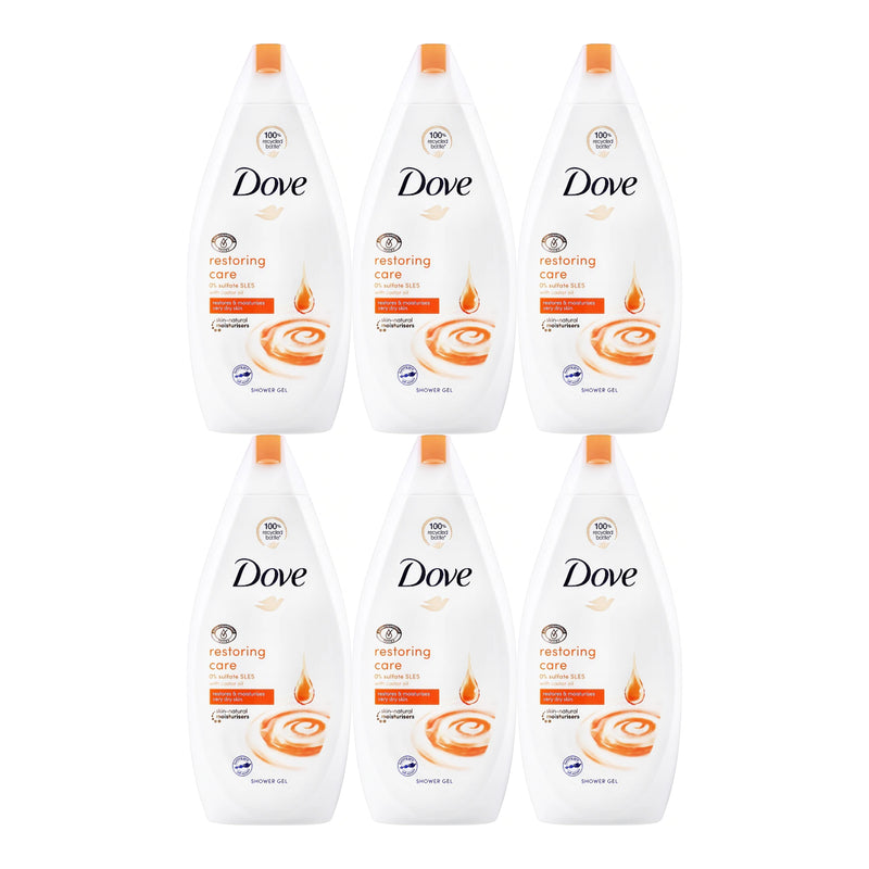 Dove Restoring Care Caster Oil Shower Gel, 16.9oz (Pack of 6)