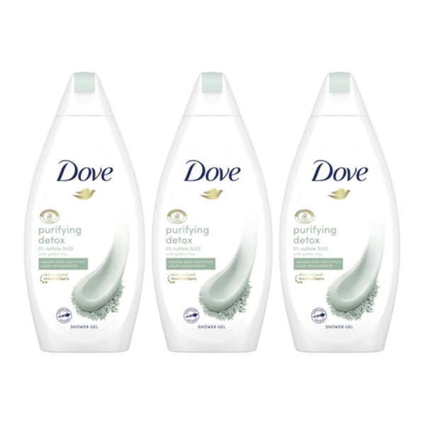 Dove Purifying Detox with Green Clay Shower Gel, 250ml (Pack of 3)