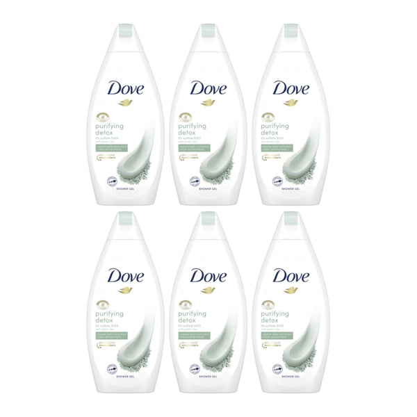 Dove Purifying Detox with Green Clay Shower Gel, 250ml (Pack of 6)