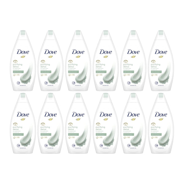 Dove Purifying Detox with Green Clay Shower Gel, 250ml (Pack of 12)