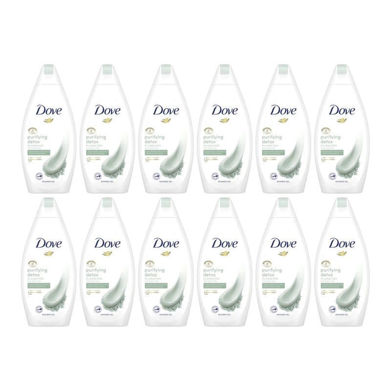 Dove Purifying Detox with Green Clay Shower Gel, 250ml (Pack of 12)
